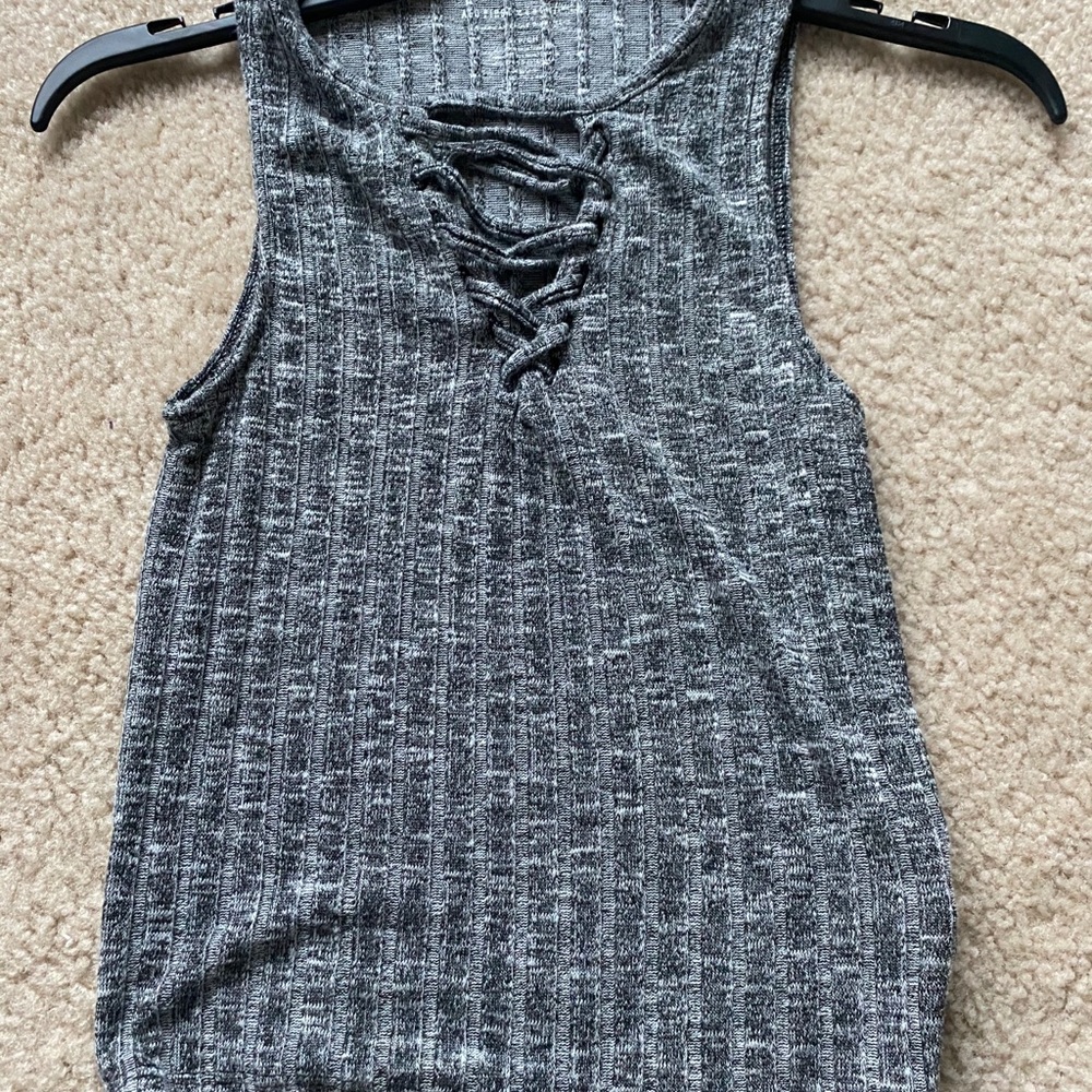 Lace up sweater tank top